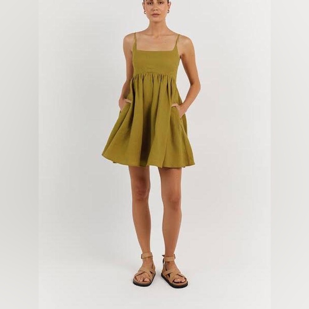 DISSH Sunny Chartreuse Babydoll Mini Dress